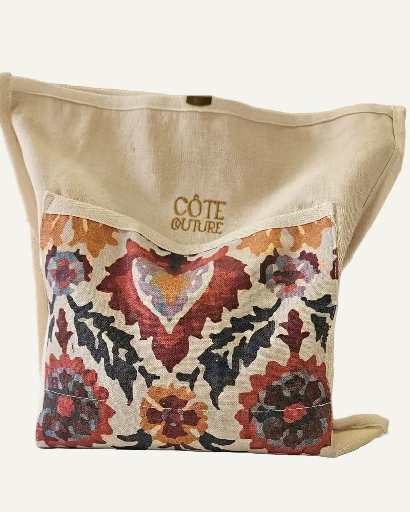 Tote Bag Appliqué Artisanal "Lady & Poulettes" | Tissu Recyclé | Fait Main Côté Couture Broderie