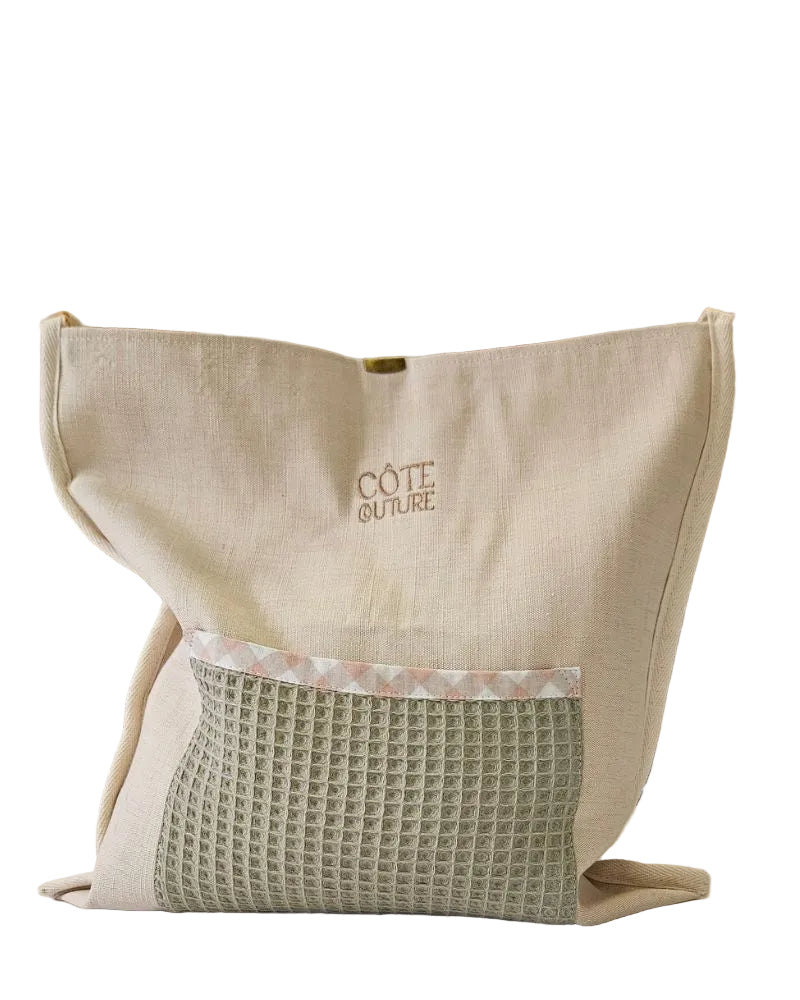 Tote Bag Artisanal Recyclé | Appliqué Lady & Poulettes | Fait Main Côté Couture Broderie