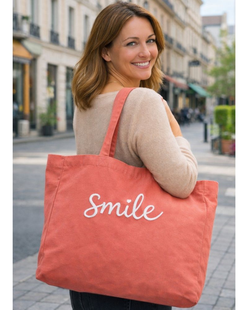 Sac cabas brodé personnalisé - Modèle délavé tendance Côté Couture Broderie