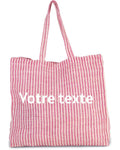 Sac cabas à rayures en juco personnalisé Côté Couture Broderie