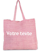 Sac cabas à rayures en juco personnalisé Côté Couture Broderie
