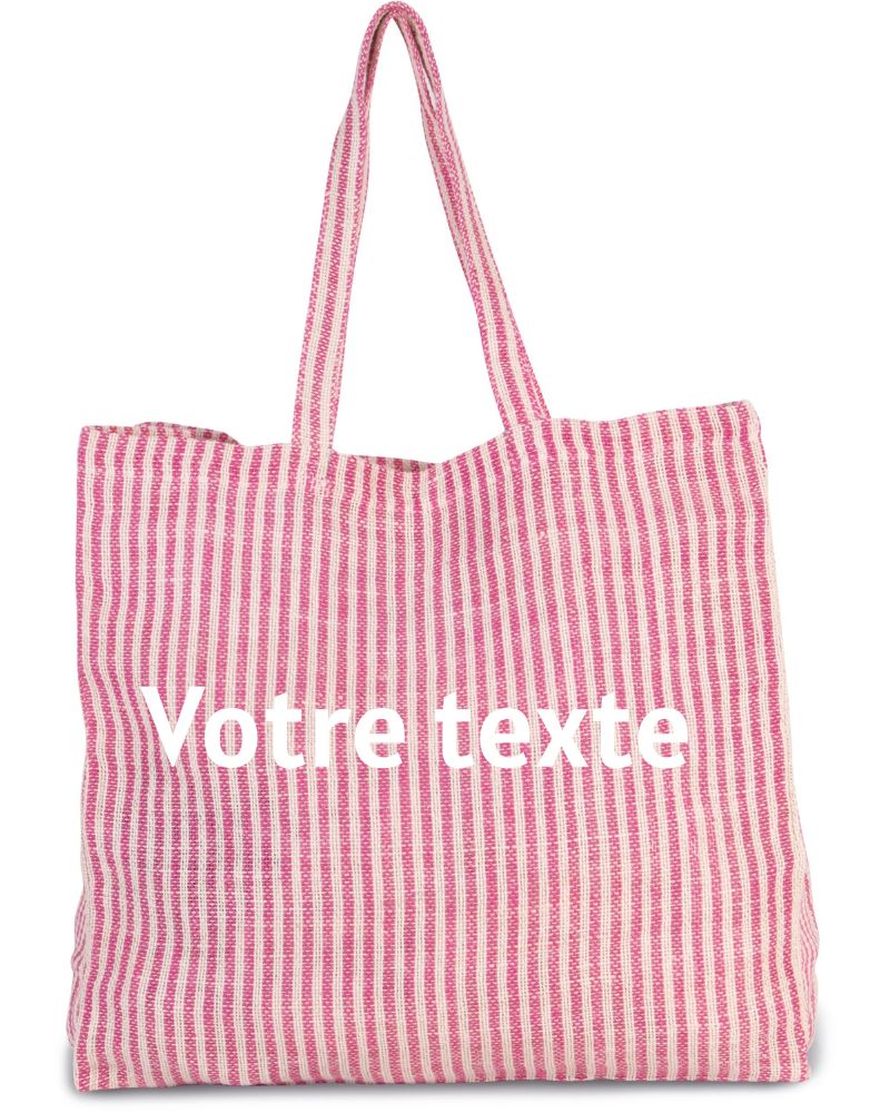 Sac cabas à rayures en juco personnalisé Côté Couture Broderie